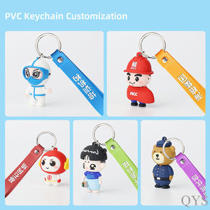 QYS <b>Customized</b> 3D Logo PVC Keychain Soft Rubber <b>Key</b> <b>Ring</b> Business Promotional Gift for Brand - Product Image 4