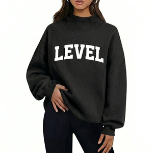 Sweat-shirt oversize à col montant pour femme – Tendance, décontracté, en polaire douce, chaud, style streetwear hiver, coupe ample et confortable - Product Image 6