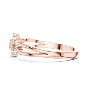 Anillo de Compromiso con Racimo de Flores de Diamantes Chapado en Oro Rosa para Mujer, Banda Infinita, Joyería Fina Minimalista, Regalo - Product Image 4