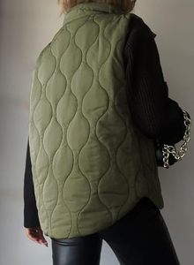 Chaleco Acolchado Verde Oliva para Mujer, de Moda y la Mejor Calidad, Corte Holgado, Estilo Urbano, Ropa de Invierno, Directo de Fábrica, OEM - Product Image 4