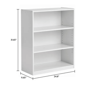 Libreria Moderna Bianca in Melamina a 3 Ripiani per Ufficio e Home Office - Salvaspazio in Legno - Product Image 3