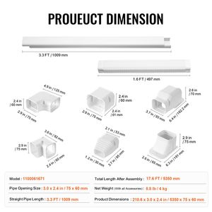 Copertura per Tubi di Condizionatori Mini Split in PVC Decorativo, 3 Pollici di Larghezza, 17,6 Piedi di Lunghezza, per 4 Condotti Diritti, Uso Domestico - Product Image 4