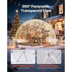 Tenda a Bolla Trasparente da Giardino 9.5 X 5.7 ft, Igloo Geodetico per 2-4 Persone, Resistente alle Intemperie, con Finestra PV - Product Image 2
