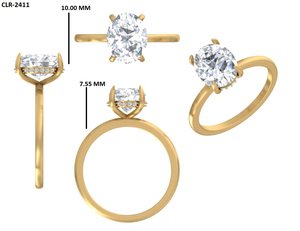 Anillo de Compromiso Lurba Jewels para Mujer, Oro Amarillo de 14K, Corte Ovalado, Diamante Cultivado en Laboratorio, Certificado IGI, con Halo Oculto, Moderno - Product Image 6