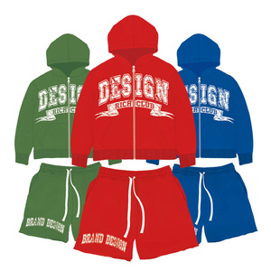 Distressed Embroidery Applique Tracksuit for Men Sweat Suit <b>Hoodie</b> and Pant Set Streetwear Sun Fade Distressed Patches Tracksuit - Product Image 3