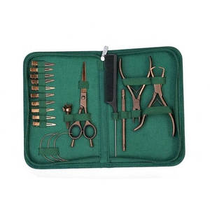Kit d'outils professionnels pour extensions de cheveux Green Pro, ensemble de micro-anneaux, pince en acier inoxydable, aiguille à boucle pour extensions de cheveux - Product Image 3
