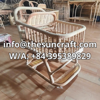 Poussette pour poupée en rotin tressé de qualité supérieure, respirante, en osier, esthétique, pour chambre d'enfant, vente en gros
