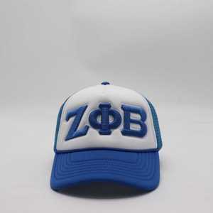 Casquette de camionneur Zeta Phi Beta ZPB brodée, casquette en maille bleue et blanche, casquette de baseball ajustable à fermeture snapback, élégante et décontractée - Product Image 1