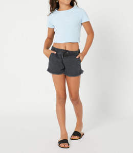 Shorts de mezclilla negros elásticos casuales para mujer, shorts de mezclilla rasgados de cintura alta con dobladillo deshilachado, pantalones cortos que combinan con todo, ropa de verano - Product Image 6