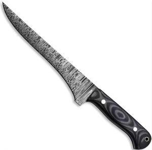 Couteau à désosser en acier Damas, manche G10, étui en cuir, logo personnalisé, OEM, fait main, haute dureté, ambidextre, tranchant comme un rasoir - Product Image 3