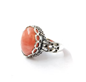 Bague fine en argent massif 925 de haute qualité avec rhodochrosite rose naturelle lisse pour femme, bijoux faits à la main - Product Image 2
