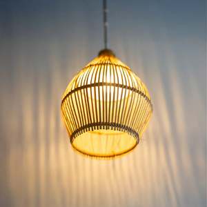 Wholesale Natural Bamboo Lampshade Handwoven Pendant <b>Light</b> Shade Open Weave Ceiling Lamp <b>Cover</b> for Home Decor OEM ODM - Product Image 4