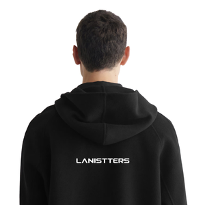 Custom <b>Black</b> Full Zip Hoodie Men Heavyweight Fleece Hooded <b>Sweatshirt</b> Relaxed Fit OEM ODM Private Label Wholesale - Product Image 2