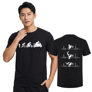 เสื้อยืดผู้ชายทรงปกติ แขนปกติ ผ้าฝ้าย 100% สไตล์ลำลอง พร้อมลายพิมพ์ตามสั่งสำหรับมอเตอร์ไซค์/จักรยานยนต์ - Product Image 2