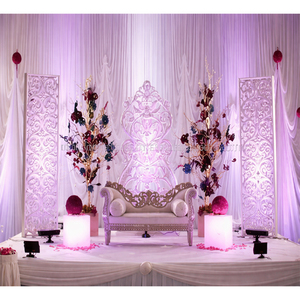Indian <b>Wedding</b> Stage With Fiber Backdrop <b>Frames</b> Trending Modern White <b>Wedding</b> Backdrop Panels Reception Stages Manufacturer USA - Product Image 1