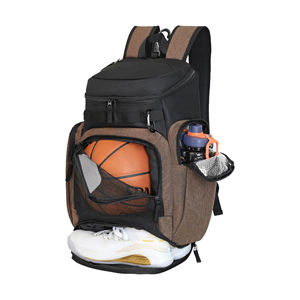 Sac de basket-ball marron avec compartiment pour chaussures et poche latérale isolée, grande capacité, sac à dos d'entraînement sportif - Product Image 1