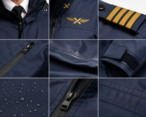 Uniformes de Piloto de Aerolínea Personalizados OEM ODM |   Conjunto Completo Premium a Medida para Hombre de Manga Larga |   Fabricante | Conjunto de Chaqueta Impermeable para Lluvia - Product Image 5