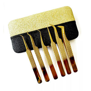 Pinzas Profesionales para Extensión de Pestañas, Color Dorado, Punta Fina Recta, Acero Inoxidable Alemán, Pinzas para Pestañas Postizas para Belleza - Product Image 6