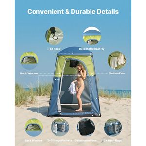 Portable 1-Room <b>Camping</b> Shower Tent with Privacy Changing Room Ground Stakes Ropes Carry Bag Support - Product Image 4