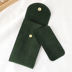 Puppysew túi đồng hồ với logo, chất lượng cao nhung da lộn Flap với nút đồng hồ lưu trữ túi đồ trang sức đóng gói túi với logo - Product Image 3