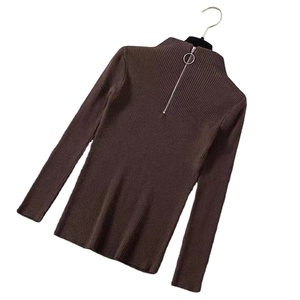 เสื้อสเวตเตอร์ถักสีพื้นสำหรับผู้หญิงเสื้อสเวตเตอร์คอเต่าครึ่งตัวแขนยาววินเทจเสื้อสวมหัวเสื้อลำลองสุดชิค - Product Image 6