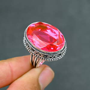 Magnifique bague en pierre précieuse Kunzite rose tendance et moderne, en argent sterling 925 massif, bijoux faits à la main, prix d'usine en gros - Product Image 3