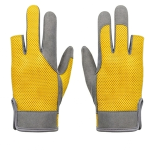 Gants d'entraînement mi-doigts pour hommes, résistants à l'eau, jaune-gris, personnalisés, pour billard et snooker (3 doigts) - Product Image 3