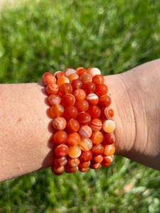 Hot Sale Premium Grade Feng Shui <b>Red</b> Sardonyx Crystal Beaded <b>Bracelet</b> Handmade Women's Men's Natural Healing Stone Elastic - Product Image 4
