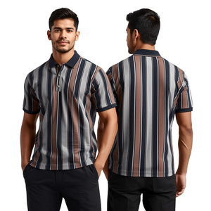 Polo de Manga Corta a Rayas para Hombre, Diseño Casual de Punto, Cierre de Botones, Corte Regular - Product Image 4