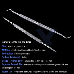 Juego profesional de 2 herramientas de acero inoxidable 100% para levantar uñas encarnadas, limas de doble cara para uñas, con almacenamiento. - Product Image 3