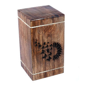 Urnas de madera de mango hechas a mano con diseño de Ying Yang para cenizas humanas, urna de cremación de madera grande para adultos para caja de urna funeraria de columbario - Product Image 1