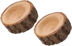 Juego de 4 portavelas para velas de té con forma de tronco de árbol, decoración con temática forestal, estilo rústico y acogedor para cabina. - Product Image 3