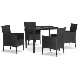 Set da Pranzo da Esterno in Rattan Nero per 4 Persone, Resistente alle Intemperie, Arredamento da Giardino dal Design Contemporaneo con Struttura in Metallo - Product Image 2