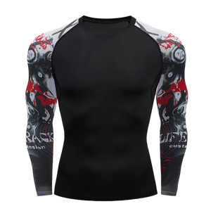 เสื้อรัดกล้ามเนื้อแบบขายส่ง ออกแบบเองได้ แห้งเร็ว ระบายอากาศดี ผ้าเนื้อยืดหยุ่น สำหรับ MMA BJJ เล่นเซิร์ฟ ฟิตเนส และชุดกีฬา - Product Image 4