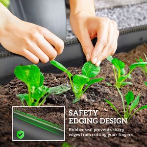 Kit Letto da Giardino Rialzato Zincato 1,49m x 0,61m x 0,30m, Fioriera in Metallo Grigio Scuro con Bordo di Sicurezza per Edifici da Giardino Esterni - Product Image 6
