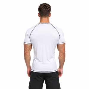 Camiseta Deportiva de Manga Corta para Hombre, Corte Ajustado, Secado Rápido, Cuello Redondo, para Gimnasio, Entrenamiento, Fitness, Running, Poliéster - Product Image 3