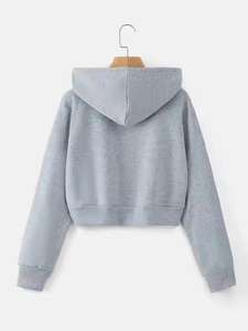 Sudadera con capucha extragrande de algodón 100% French Terry para mujer, de alta calidad, lisa, sin estampado, con logo personalizado, para venta al por mayor - Product Image 2