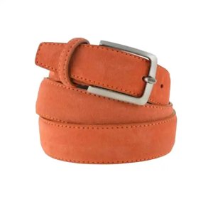 Ceinture en cuir suédé orange de qualité pour homme, alliage, largeur 35 mm, longueur 105-130 cm, 100 % fabriquée, design western élégant - Product Image 1