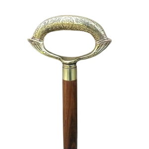 Canne de marche en bois avec embout sphérique en laiton massif, canne nautique, canne vintage, canne en bois de style antique, poignée en laiton, collection - Product Image 1