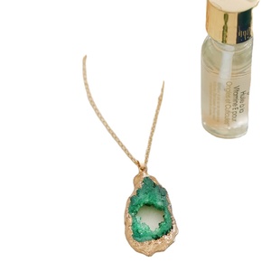 Elegant Luxury Gold Plated Natural Agate Pendant Necklace Eco-Friendly Handmade New Design Fashionable Stone for Women <b>Party</b> - Product Image 3