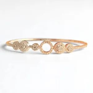 0.95ct Natural Diamond Cuff Bracelet 14K Gold Pave <b>Cluster</b> Stackable Jewelry - Product Image 3