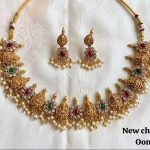 High Quality Traditional South Indian Ethnic Brass Bridal <b>Set</b> Zircon Flower Design Rose Gold Plated Third Party Certified Party - Product Image 1