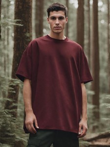 T-shirts en coton peigné 100% à col rond, 230 grammes, grandes tailles, lavés, en tissu peigné durable, anti-boulochage, formels - Product Image 3