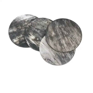 Buffalo Horn <b>Coasters</b> <b>for</b> <b>Drinks</b> 4-Piece Square Set with Brass Holder <b>for</b> Home Table By Whimsy Art Craft - Product Image 6