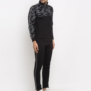 Men's Black Sporty Tracksuit Full <b>Zip</b> Hooded <b>Jacket</b> With White Stripe And Matching Pants Breathable Polyester Autumn Wear 2026 - Product Image 6