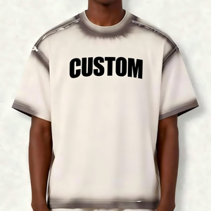 Camiseta de Verano para Hombre, 100% Algodón, Manga Corta, Estilo Vintage, Lavado Desgastado, Estampado Digital, 300 Gramos, Cómoda, con Cuello Redondo - Product Image 3