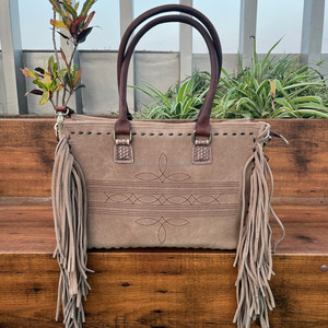 Sac fourre-tout personnalisé à franges en cuir suédé véritable pour femmes sacs à main à bandoulière en cuir de vachette dissimulés Western Carry - Product Image 2