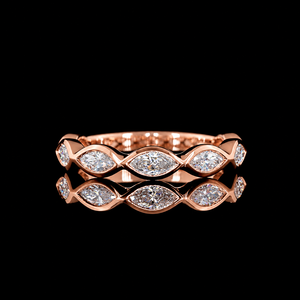 Bague Éternité Sertie de Diamants Marquise de Synthèse, Or 10K 14K 18K, Argent 925 935, Bijoux de Luxe pour Mariage et Anniversaire - Product Image 1