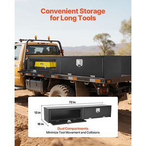 Cassetta Portautensili per Camion 72 X 13 X 16 Pollici, Robusta e Chiudibile, con Doppia Porta a Ribalta, Impermeabile, in Acciaio al Carbonio Nero, Modello Topsider - Product Image 3
