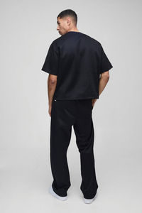 Sudadera Negra Personalizada con Logotipo para Hombre y Pantalones Deportivos a Juego, Conjunto Deportivo, Ropa al por Mayor OEM ODM - Product Image 6